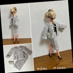 ♖Й 1240♖アイスグレー ネップツイード風ニットスーツ+Bag♖
