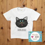 bonjour！ねこTシャツ 名前入れ無料 size90〜110