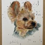 オーダーメイド　サンプル　犬の絵　ヨークシャテリア　水彩画