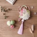 七五三や卒業式に！マムと梅花の髪飾り 白／ピンク