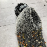 DOG用ニットキャップ🧶ブラックグレーもふもふ