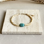 14kgf*一粒ターコイズとマザーオブパールのモロッカンブレスレット*