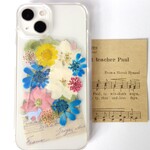 全機種対応　スマホステッカー　スマホケース押し花インナーシート　133　きらきら猫ちゃん