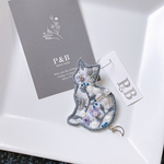 catFlower 猫と花 ビーズ刺繍ブローチ