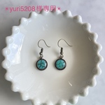 ✴︎yuri5208様専用✴︎レジンターコイズ　丸型　アンティーク調　フックピアス