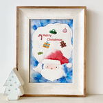 🎅A4ポスター　透明水彩画 「サンタギフト」北欧イラスト　クリスマスインテリア　クリスマスギフト　クリスマス　サンタクロース　クリスマスポスター🎄