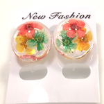 3色こでまりのノンホールピアス   ピンク×緑×オレンジ色☆