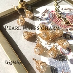 【4pcs】パールワイヤーチャーム　