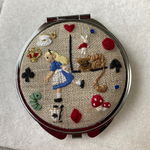 リネン生地刺繍コンパクトミラー