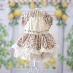 【犬服】ぷっくりお花の刺繍レースレトロなリバティーワンピース