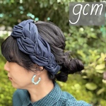 幅9cm デニム　三つ編みヘアバンド 大人用