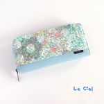リバティ★ラウンドファスナー長財布★ラミネート★Garden Patchwork(ガーデン パッチワークGarden Patchwork(ガーデン パッチワーク)ブルー系)ピンク系