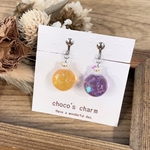 ハロウィンまんまるねこちゃんキラキライヤリング♪ ［ピアス、チャーム加工も可能］