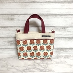 ミニバッグインバッグ＊北欧フラワー＊レッド✖️生成り✖️エンジ＊ミニトート＊ショルダー対応