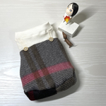 犬服　3S ブラウン系チェックフリース　サロペット風あったかタンク