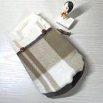 犬服　S ブラウン系チェックフリース　サロペット風あったかタンク