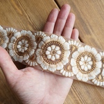 インド刺繍リボン　【30㎝以上×3本　計1m】チュール　刺繍リボン   【ベージュ】