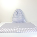 [コピー] [コピー] 【お名前刺繍無料サービス】〈２点セット〉ギンガムチェック柄★ 給食袋・ランチョンマット