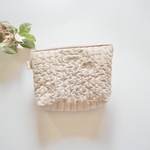 チェリー刺繍のヌビポーチ＊ベージュ