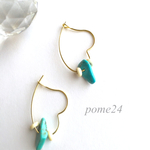 ターコイズのハートピアス
