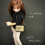 1/6 doll size本革バッグ　スクエアゴールドショルダー