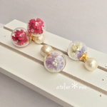 10％OFF!新色ガラスドームのかすみ草フラワーピアス  