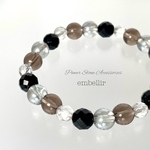 お守り＊厄除けや受験にも☆【silver type】オニキス/スモーキークォーツ/シルバーオーラ/水晶＊天然石/パワーストーンブレスレット
