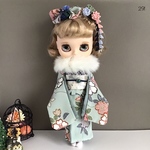 No.291  1/6サイズドール振袖セット　青磁色に花