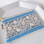 【中】インド刺繍のファスナーポーチ