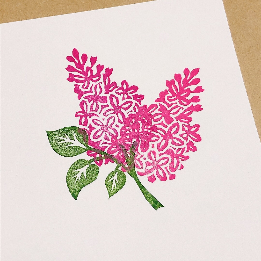 消しゴムはんこ　ライラック ライラックの花 消しゴムはんこ - fruit carving bear | minne