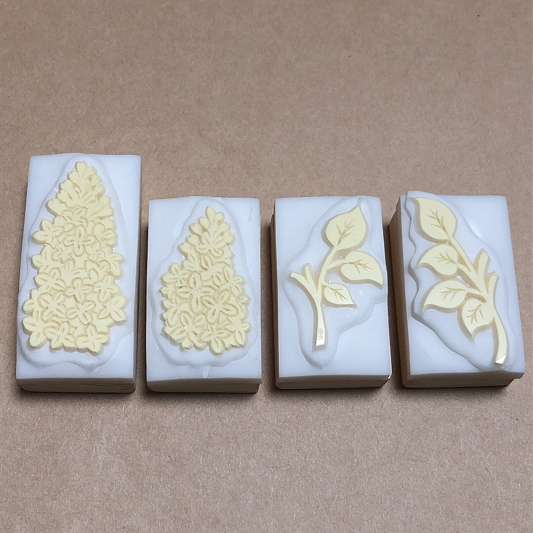 ライラックの花 消しゴムはんこ - fruit carving bear | minne byGMO