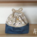 【再販】おむすび柄×ブルーデニムのお弁当袋
