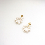 【16KGP】パールリング×プチデコレーション風ピアス