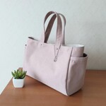 *感謝セール*【サイドポケット*お出かけトートM】スモーキーピンク*ヴィンテージ加工8号帆布*