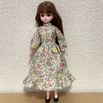 リカちゃん　お花のリバティプリントワンピース
