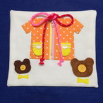 〈新柄〉手作り・布・よくばり知育玩具 ・オレンジ・水玉・くまちゃん