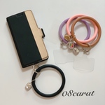 新作　数量限定　スマホシリコンバングル　スマホシリコンストラップ　スマホブレスレット　落下防止　ビジュー　黒　キーリング