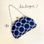 ★ミナペルホネン★tambourine navy のがま口バッグ