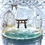 ✨静寂の湖✨浄化のオブジェ✨オルゴナイト✨鳥居✨アパタイト　シトリン　水晶　水紋