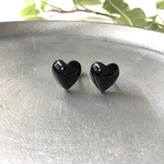 ＊黒珊瑚一粒ハートピアス＊