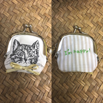 猫のミニがま口(緑文字)