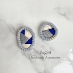 embroidery blue  アシンメトリー  イヤリング/ピアス