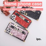 名前やイニシャルでつくるスマホケース♡カスタム自由！ストライプレター！名入れ♡オーダースマホケース♡カスタムケース♡名前でつくる♡世界に一つ！キラキラ♡ラメ♡