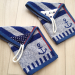 ネイビーマリン★ループ付きタオル　2枚セット