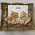 サージカルステンレスピアス仕上げ《刺繍リボン》ボタンピアス