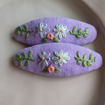 小花刺繍パッチンピン