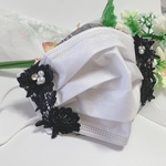 カバーマスク　クレンゼ刺繍マスク✳️ ダブル抗菌マスク　抗ウイルス　抗菌　クレンゼ3層マスク　SWAROVSKI  パール　オプションより　マスク秋の装って  秋冬マスク