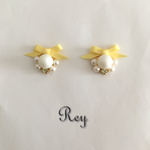 イエローリボンとパールのイヤリング/ピアス☆