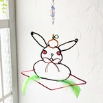 鏡餅ウサギ🐰 モビール お正月飾り 卯年 鳥獣戯画 兎年うさぎ 和風 シンプル インテリア  ウサギ 兔 和室 寝室 サンキャッチャー ワイヤー