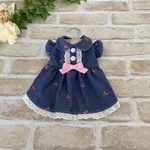 オーダー☆チェリー🍒刺繍デニムのワンピース☆ピンク